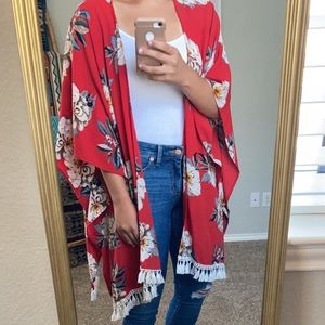 Umgee Floral/Red Cardigan